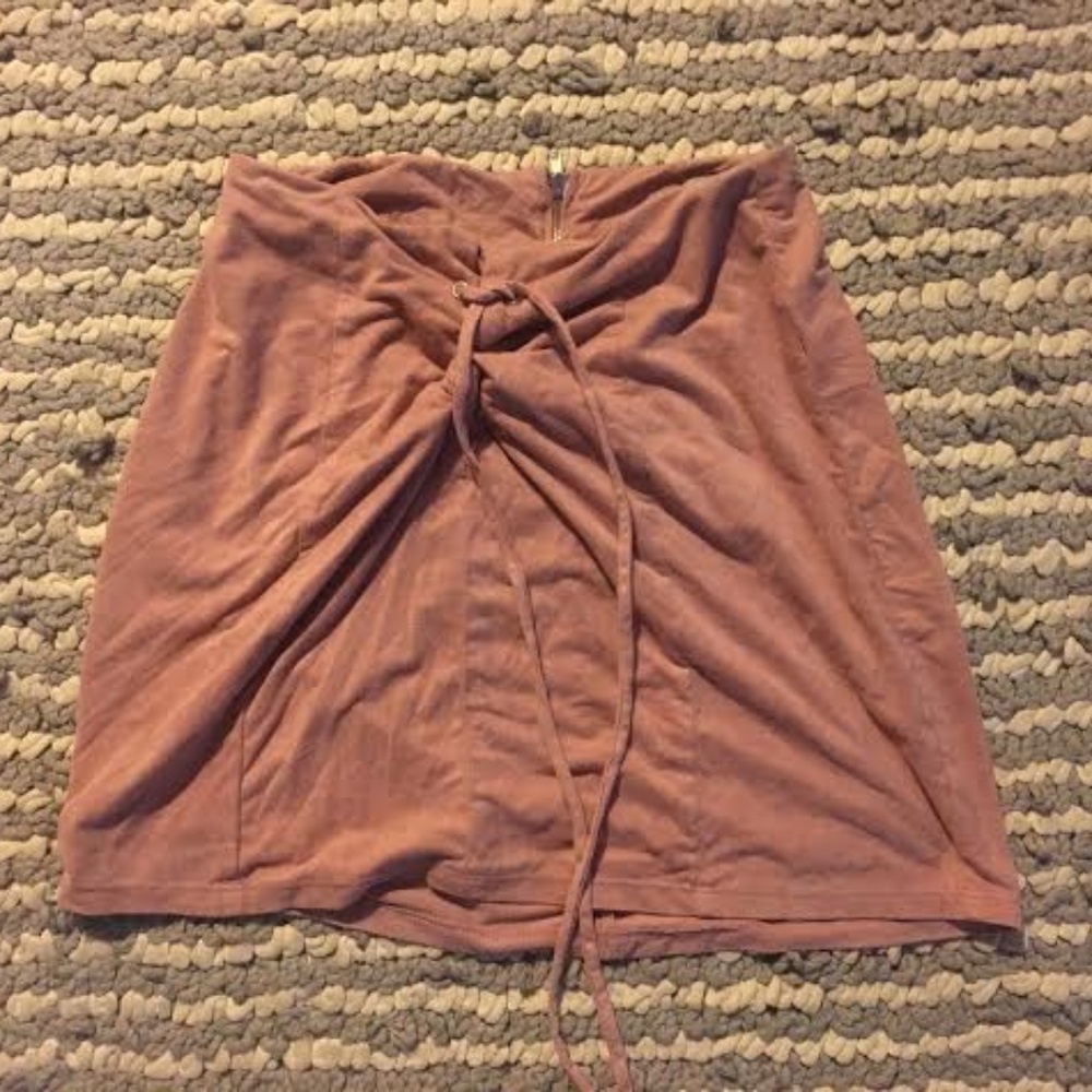 Light pink velvet mini skirt